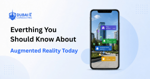 AR technology smartphone interface with digital location overlays