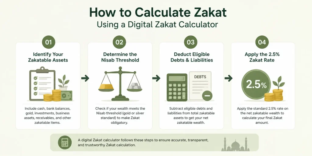Digital Zakat calculation steps